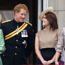 london, united kingdom june 13 embargoed for publication in uk newspapers until 48 hours after create date and time prince harry and princess eugenie stand on the balcony of buckingham palace during trooping the colour on june 13, 2015 in london, england the ceremony is queen elizabeth iis annual birthday parade and dates back to the time of charles ii in the 17th century, when the colours of a regiment were used as a rallying point in battle photo by max mumbyindigogetty images