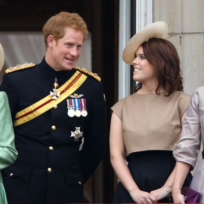 london, united kingdom june 13 embargoed for publication in uk newspapers until 48 hours after create date and time prince harry and princess eugenie stand on the balcony of buckingham palace during trooping the colour on june 13, 2015 in london, england the ceremony is queen elizabeth iis annual birthday parade and dates back to the time of charles ii in the 17th century, when the colours of a regiment were used as a rallying point in battle photo by max mumbyindigogetty images