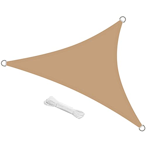 Swift Sun Shade Sail 2m X 2m X 2m Waterproof Triangle Pes Polyester 98% Uv Block 2x2x2 Meter Triangular Sunscreen Awning Canopy Sail Shades for Garden Outdoor Patio With Free Ropes, Sand