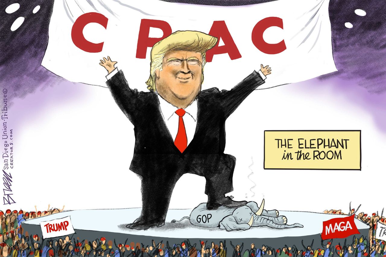 Political Cartoon U.S. trump cpac gop