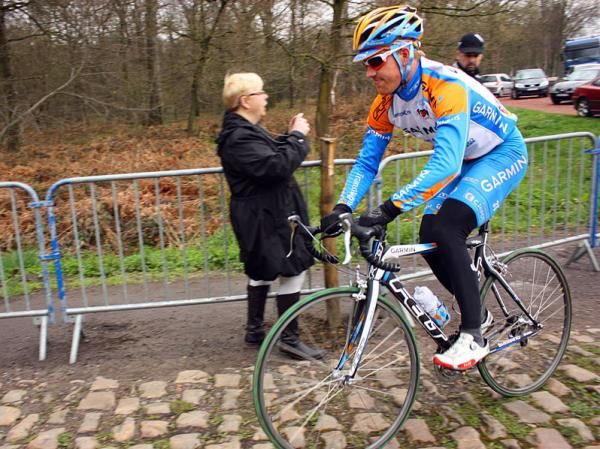 Garmin-Transitions rider Michel Kreder keeps a low profile as he begins a training ride.