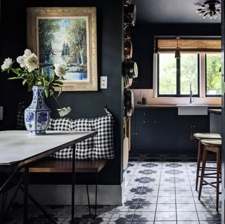 black breakfast nook