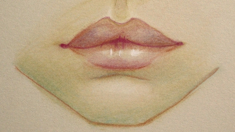 Coloured pencil drawing of lips