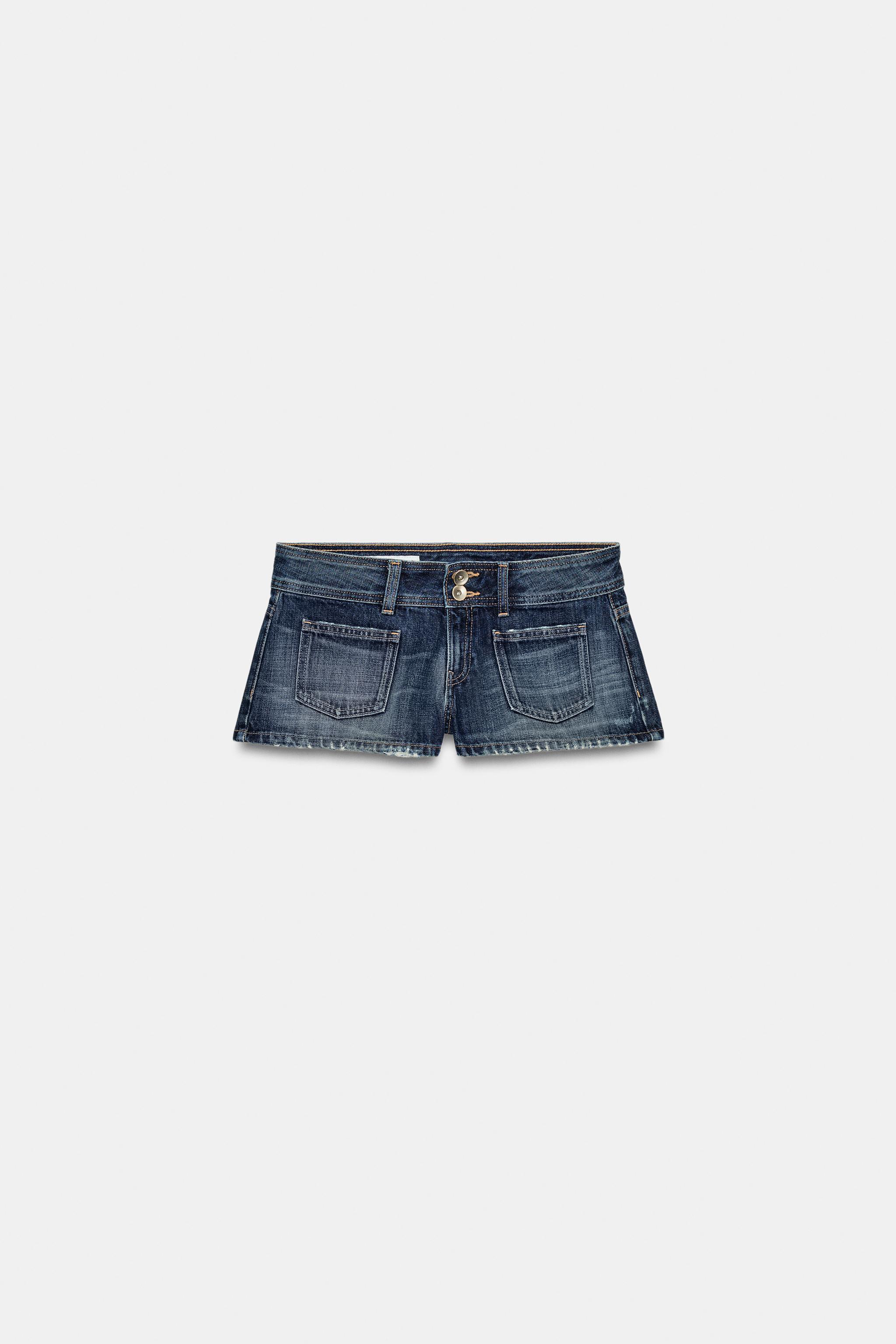 Trf Low Waist Mini Denim Shorts