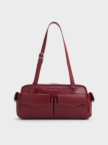 Rachel Elongated Multi-Pocket Shoulder Bag