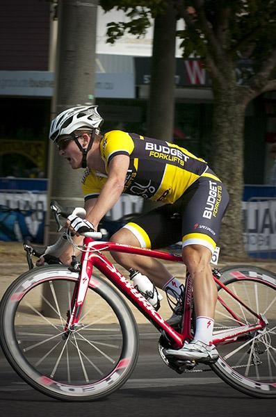Brian McLeod from Queensland attemps a solo breakaway during the men's under 23 race.