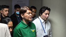 Sara Duterte arrives before the start of the impeachment trial at the Senate of the Philippines in Pasay, Metro Manila