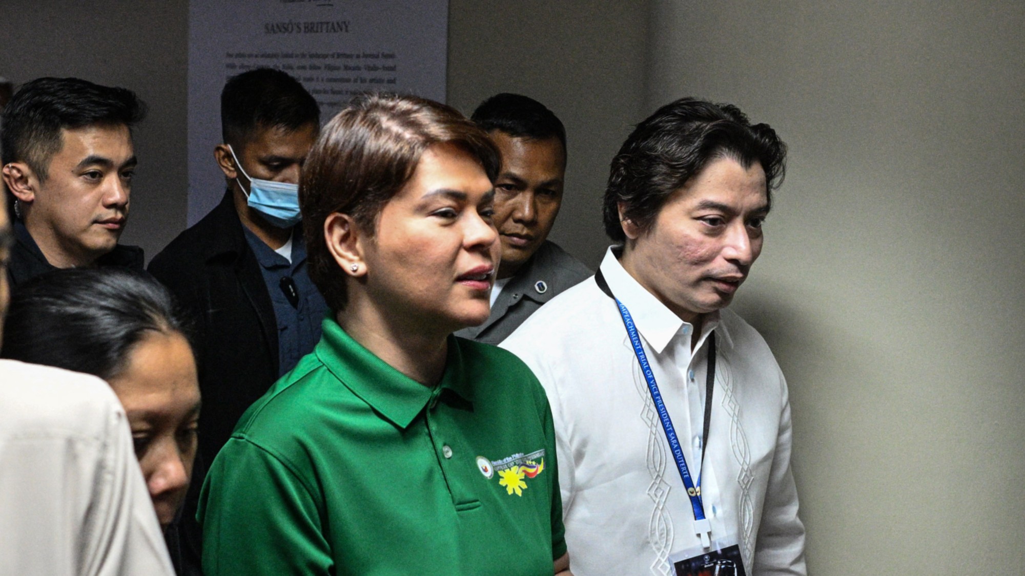 Sara Duterte arrives before the start of the impeachment trial at the Senate of the Philippines in Pasay, Metro Manila 