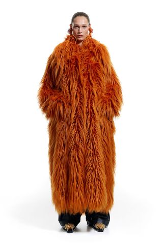 Orange Fur Maxi Coat