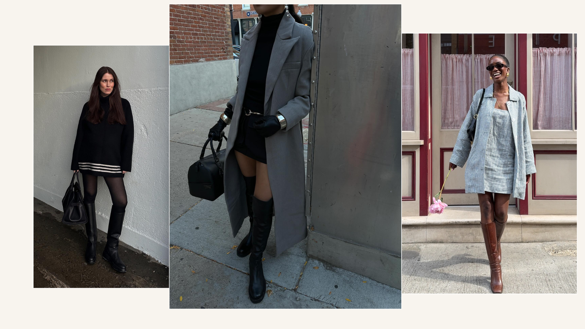 Five Mini Dress and Knee-High Boots Outfits That Are Making Me Forget About My Jeans and Flats