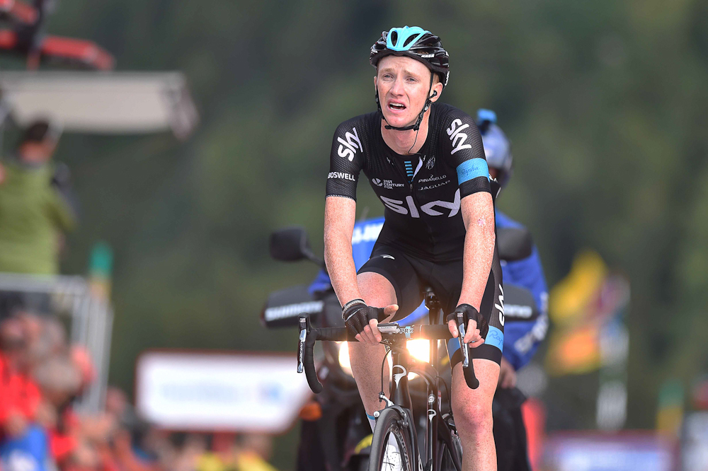 Ian Boswell (Team Sky) on his way to third place during stage 11 of the 2015 Vuelta a Espana.