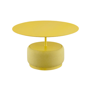 round yellow metal coffee table