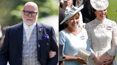 Composite of Gary Goldsmith at Pippa Middleton's wedding and Carole and Kate Middleton at Ascot