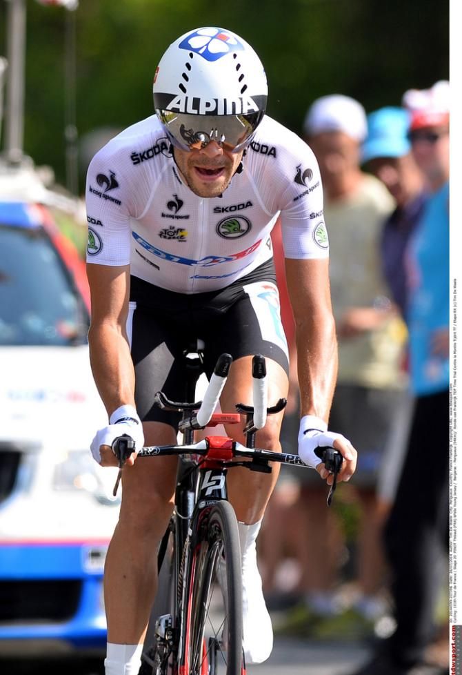 Thibuat Pinot (FDJ) gets about of the saddle