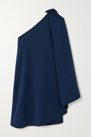 Benedicte One-Shoulder Bow-Embellished Stretch-Crepe Mini Dress