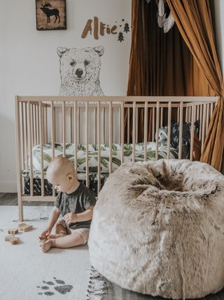 Nursery design with faux fur accessories by Icon