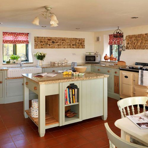 Soft green and cream traditional kitchen Ideal Home