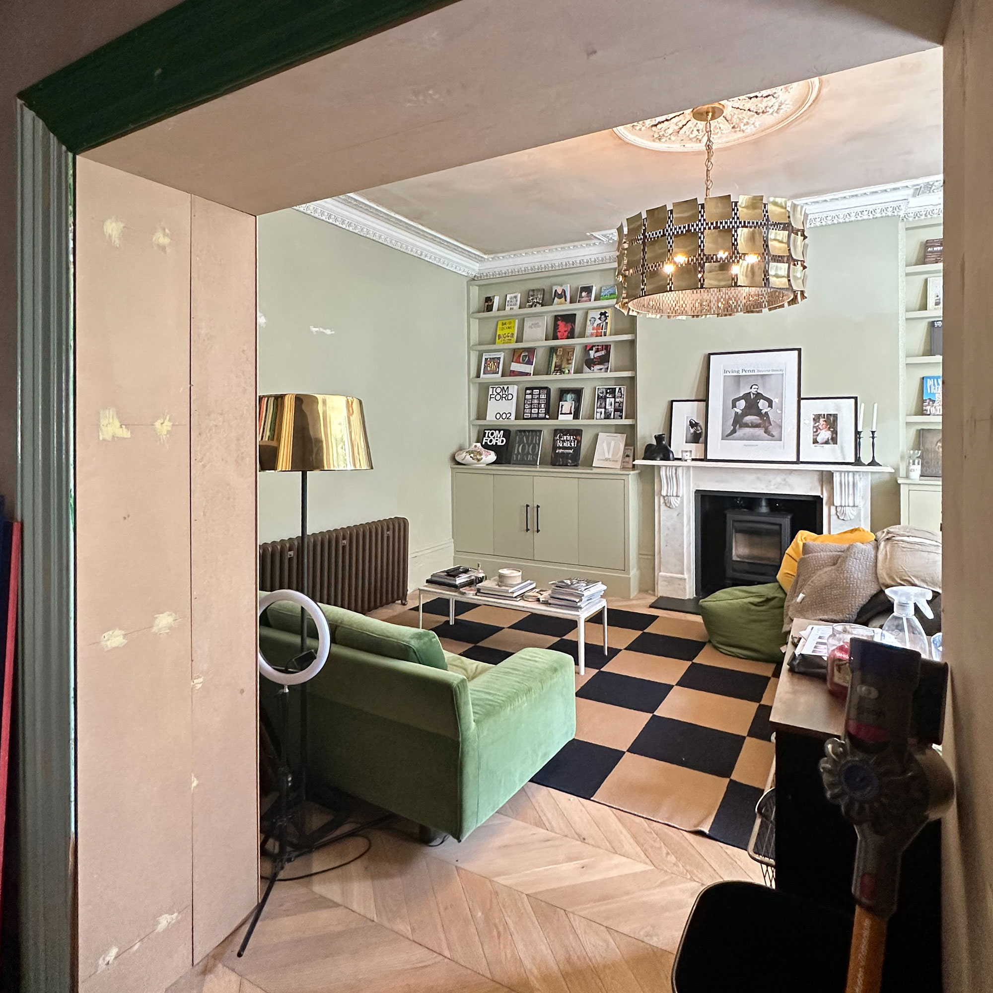 View of living room in progress