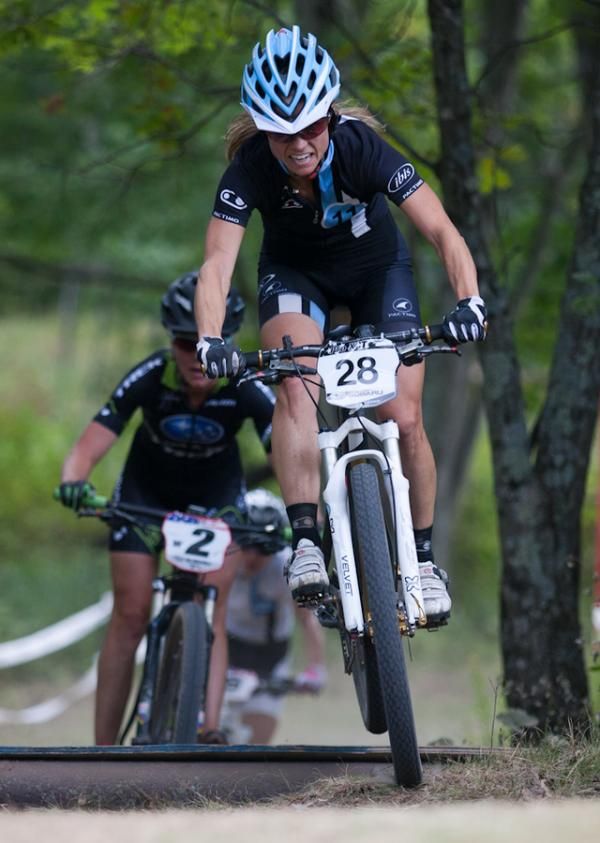 Judy Freeman (Crankbrothers Race Team) rides with the lead