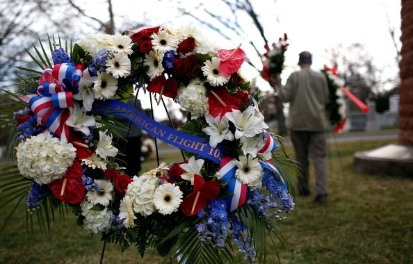 A wreath commemorating victims of the 1988 Lockerbie attack.