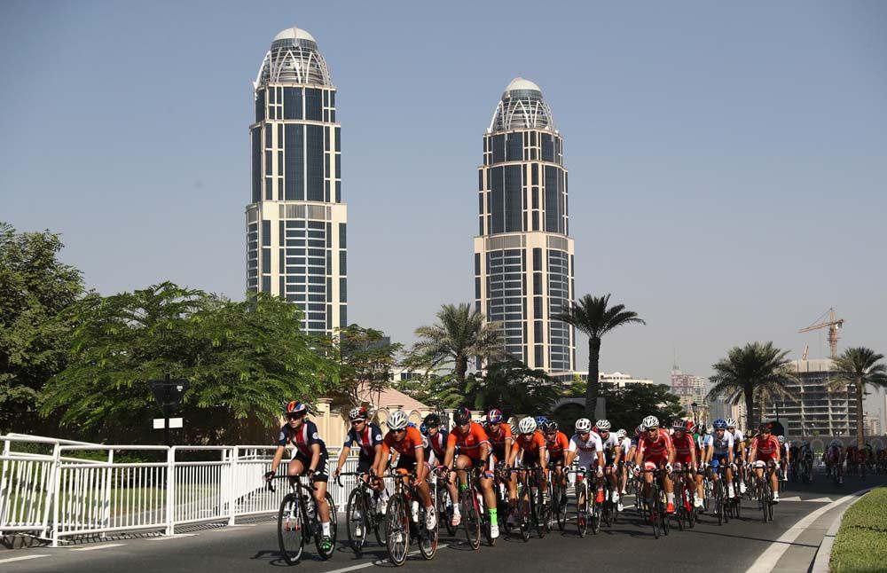 The junior women race on the Pearl circuit
