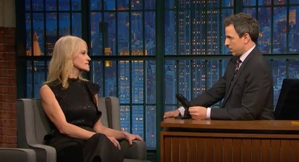 Kellyanne Conway and Seth Meyers.