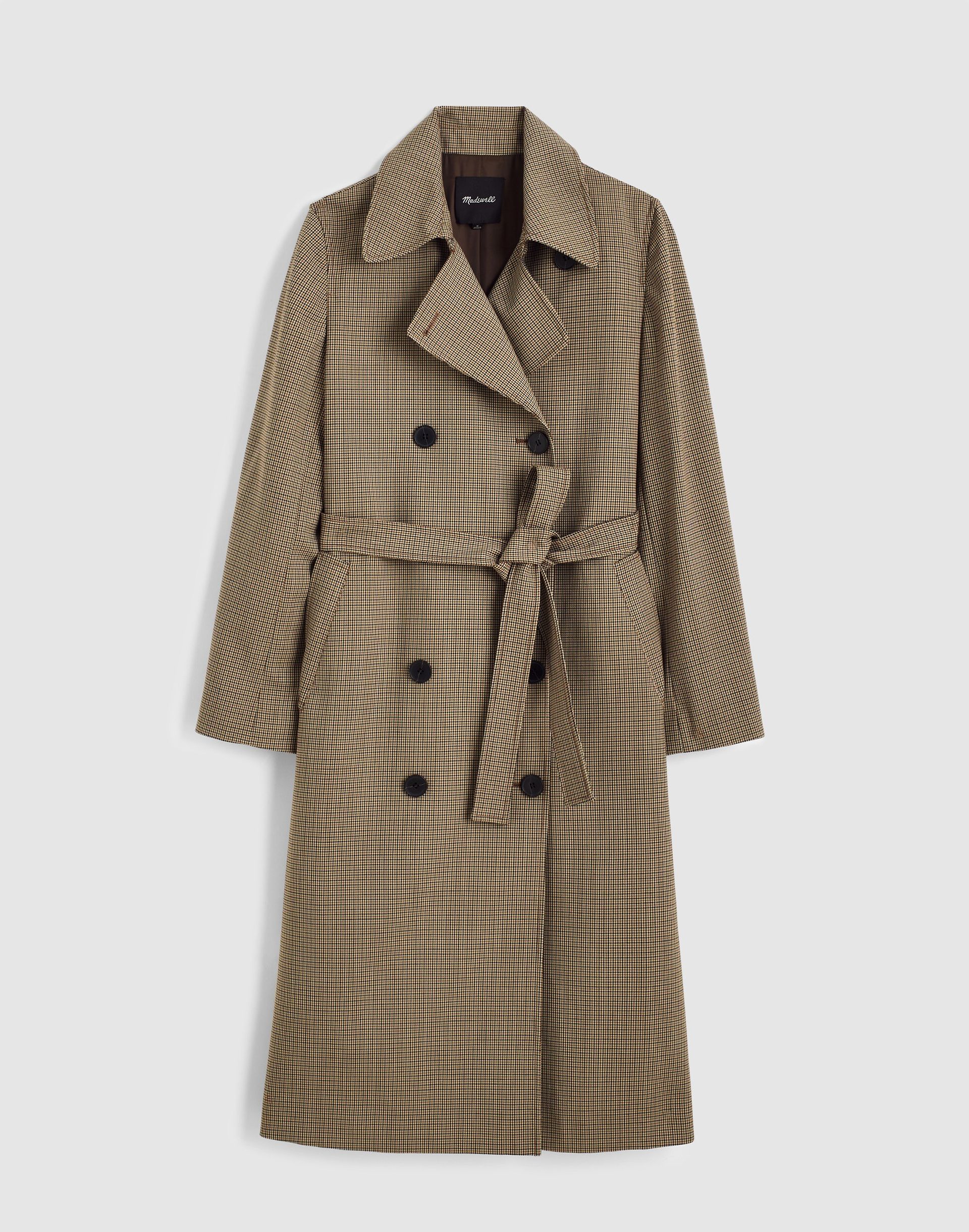 Double-Breasted Trench Coat in Plaid