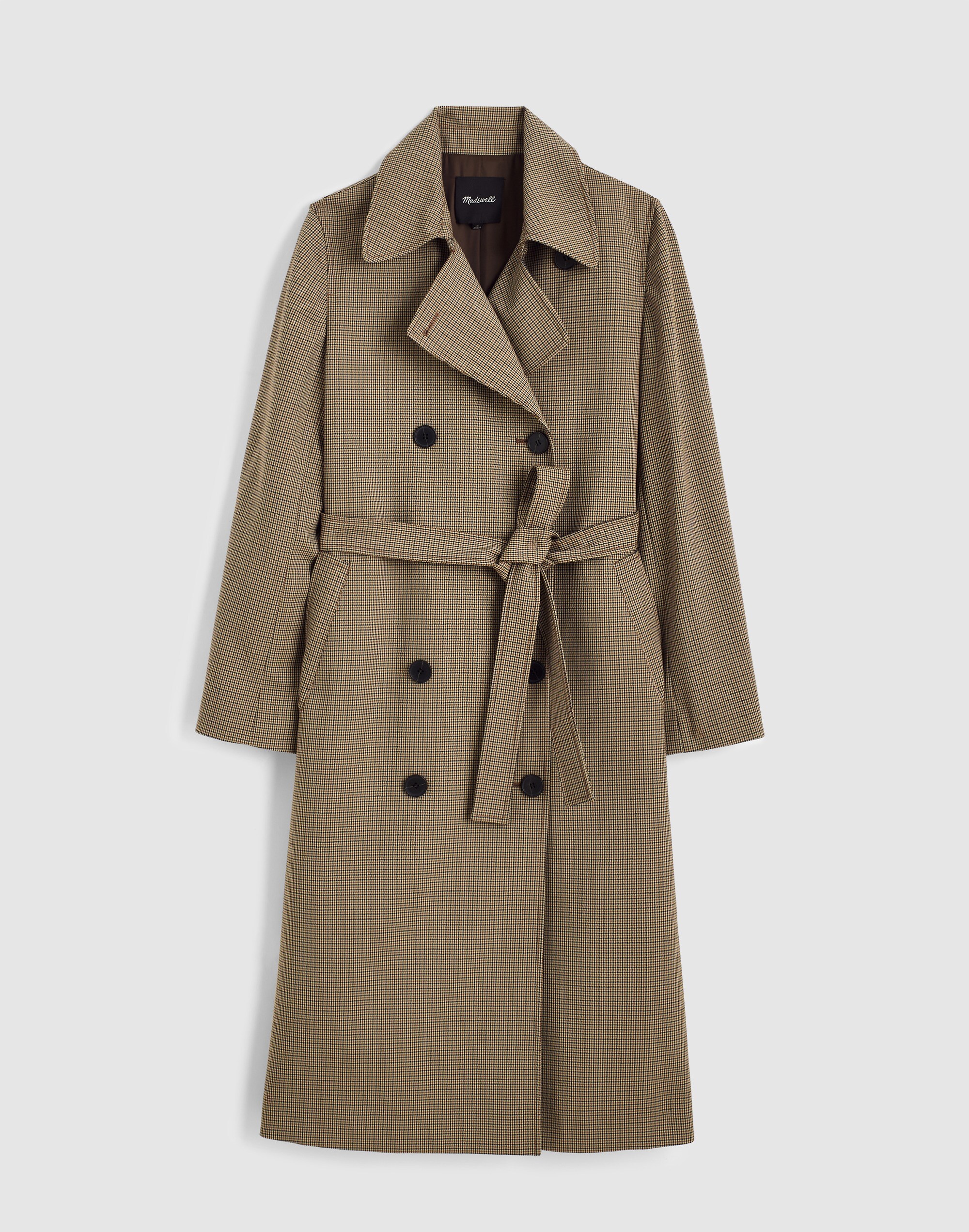 Double-Breasted Trench Coat in Plaid