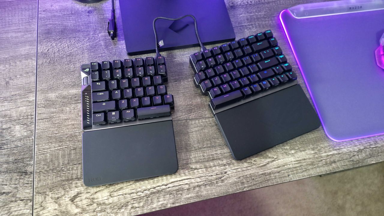 Image of the ASUS ROG Falcata wireless gaming keyboard.