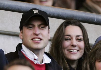 LONDON - FEBRUARY 10: Prince William (L) and Kate Middleton (R) watch the action during the RBS Six Nations Championship match between England and Italy at Twickenham on February 10, 2007 in London, England. (Photo by Richard Heathcote/Getty Images)