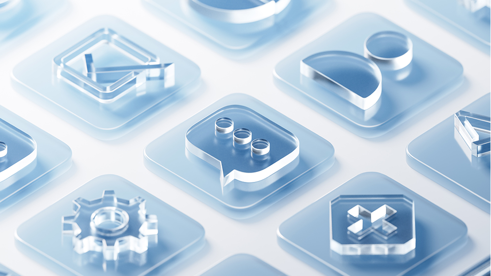 Glass buttons in a UI design
