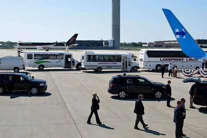Donald Trump and Hillary Clinton's planes in Cleveland