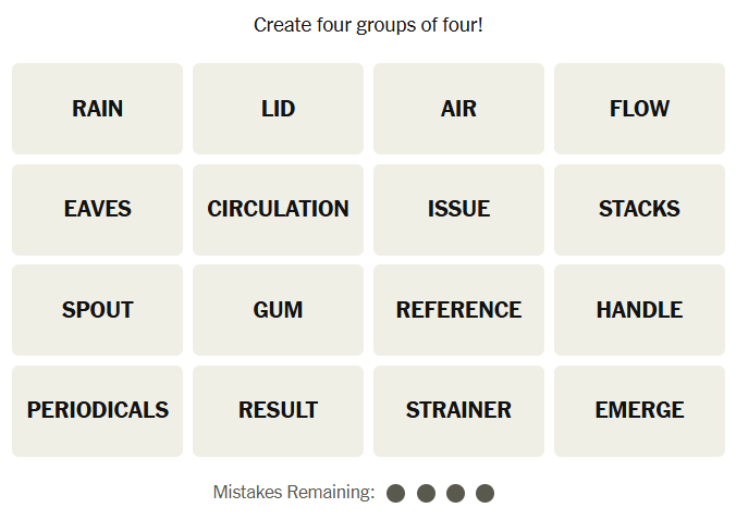 The New York Times Connections puzzle on December 21, 2025