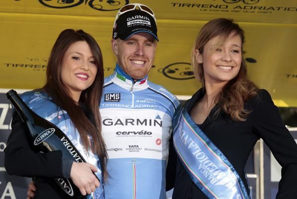 Tyler Farrar (Garmin-Cervelo) in the race lead in Tirreno-Adriatico