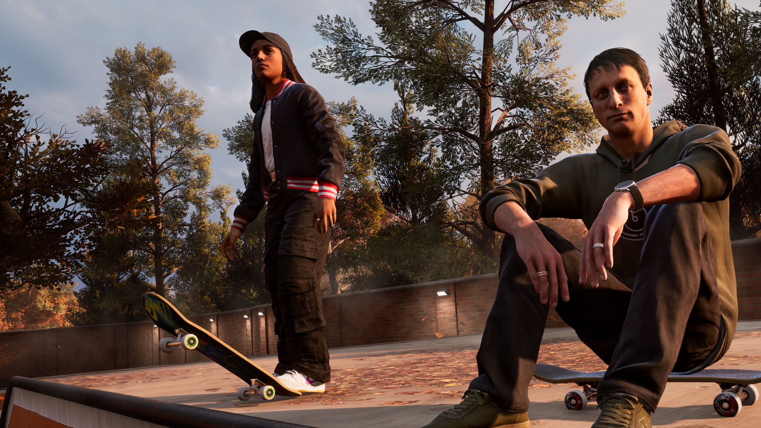 Tony Hawk and Rayssa Leal on the Suburbia level