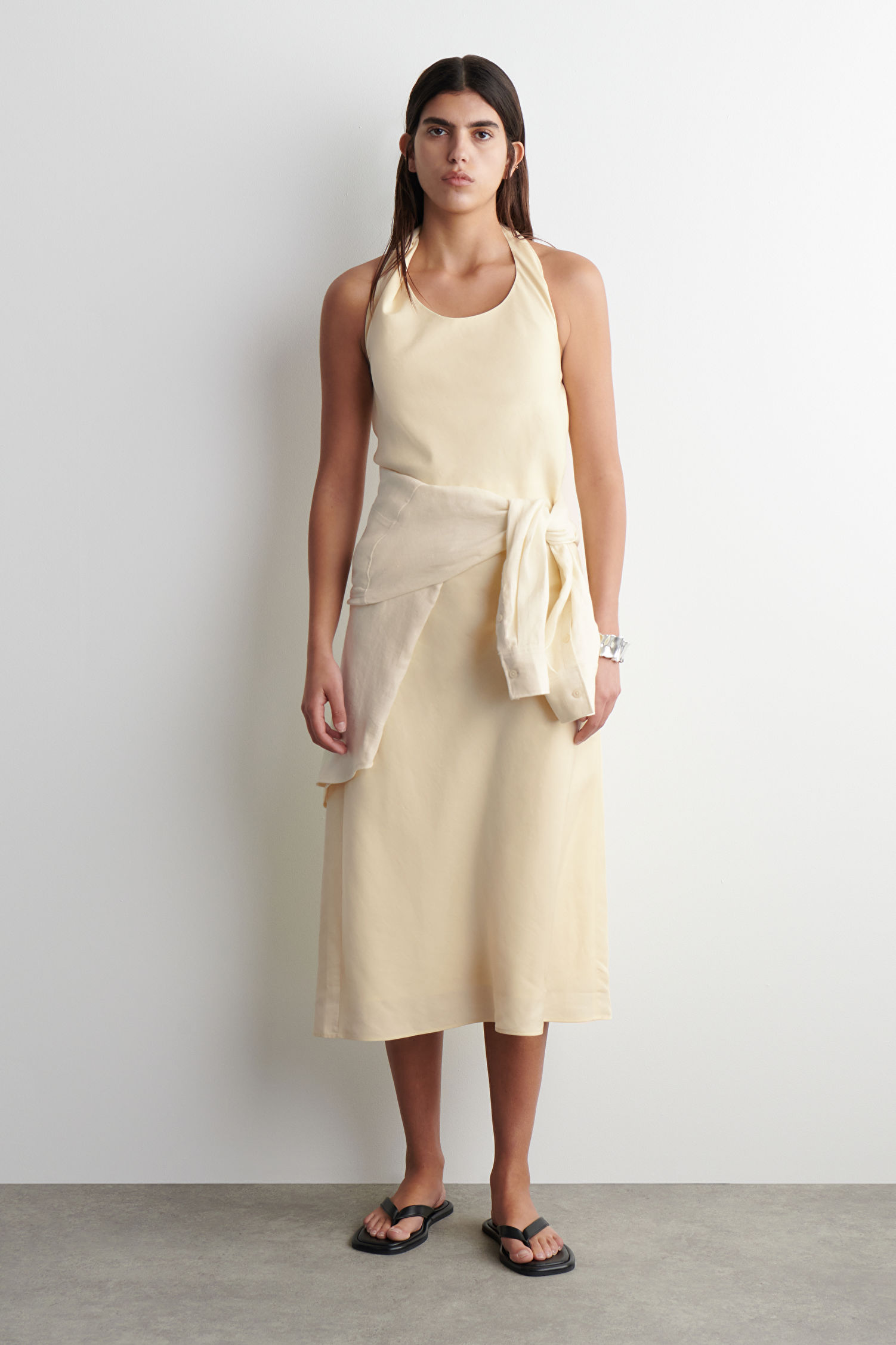 COS, Twisted Linen-Blend Halterneck Dress
