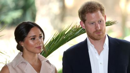 Prince Harry, Duke of Sussex and Meghan, Duchess of Sussex attend a Creative Industries and Business Reception on October 02, 2019 in Johannesburg, South Africa.