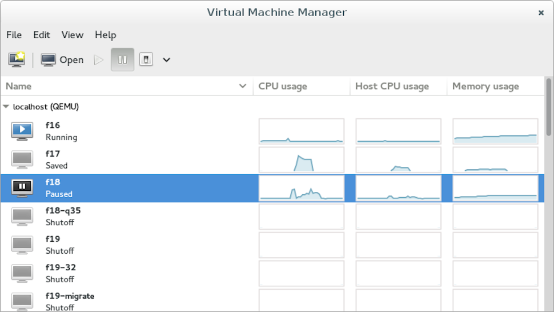 KVM virtual machine manager in use