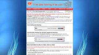 Free Web Hosting Area Review Listing