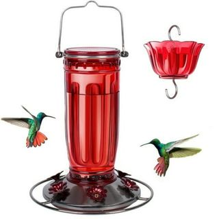 Kingsyard Glass Hummingbird Feeder With 6 Feeding Ports 