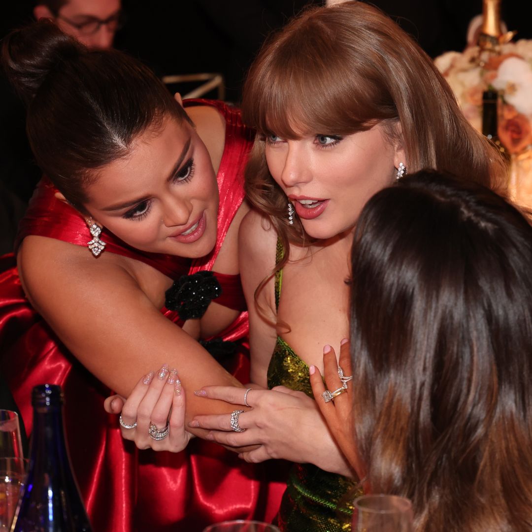 Taylor Swift and Selena Gomez attend the 81st Golden Globe Awards