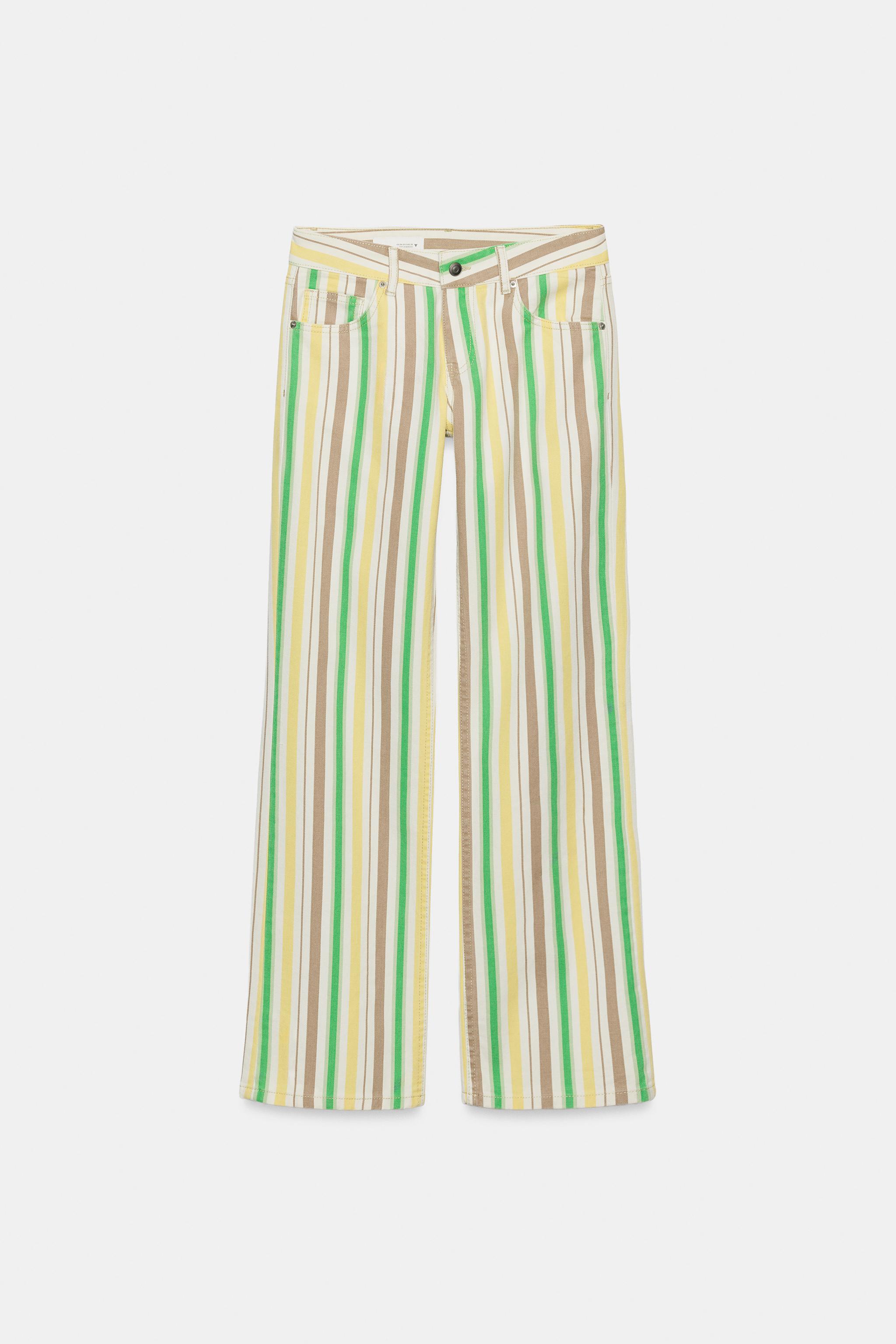Trf Low Rise Striped Wide Leg Jeans - Striped - 25 (us 0)