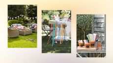 composite of gardens with decor and party set-ups