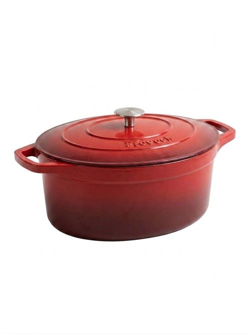 Cast Iron Casserole Dish  30cm / 6.2l Oval Graduated Red