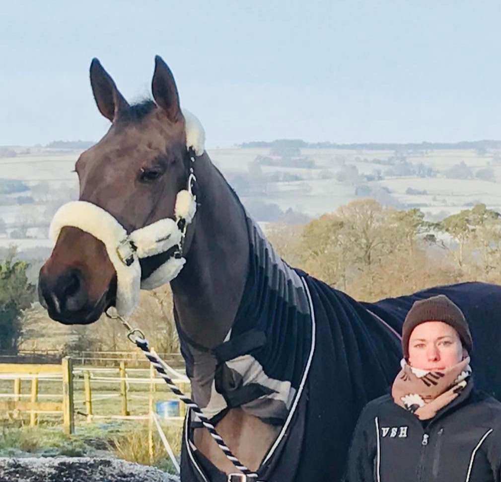 Young horse producer Jennifer Thompson with Medoc De Toxandria as a five-year-old.