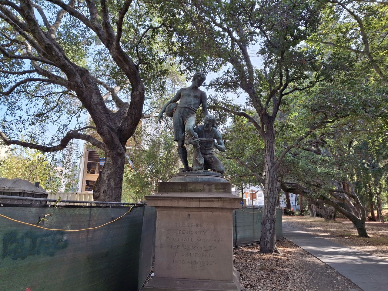 statue of two 19th century football players on UC Berkeley campus shot by Galaxy A35