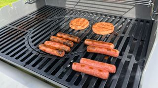 Burgers and hot dogs on the Weber Spirit II E-310