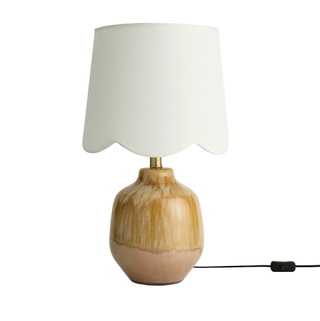 Emer Scallop Edge Reactive Glaze Table Lamp - Brown/white