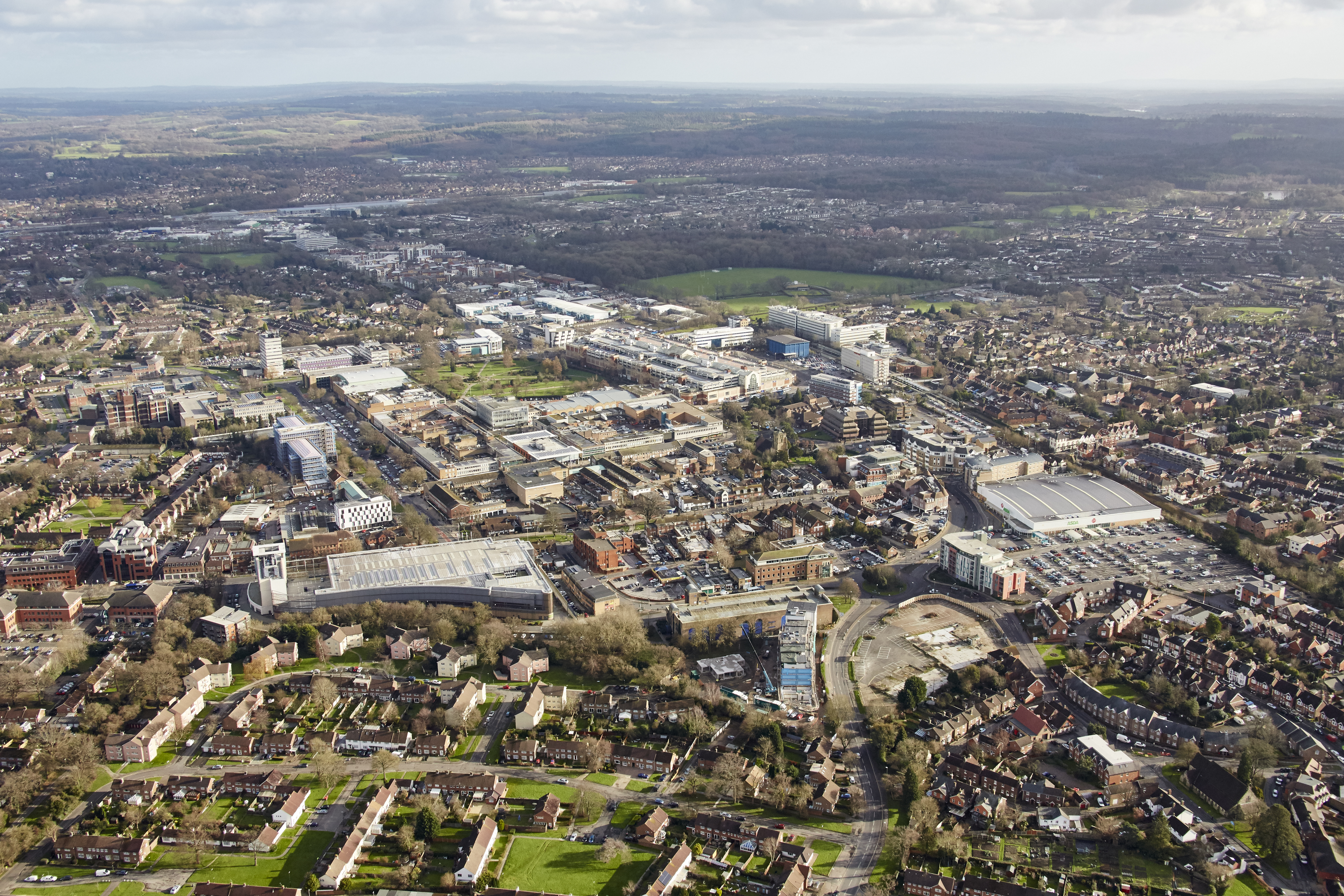 Aerial photography view east of Crawley