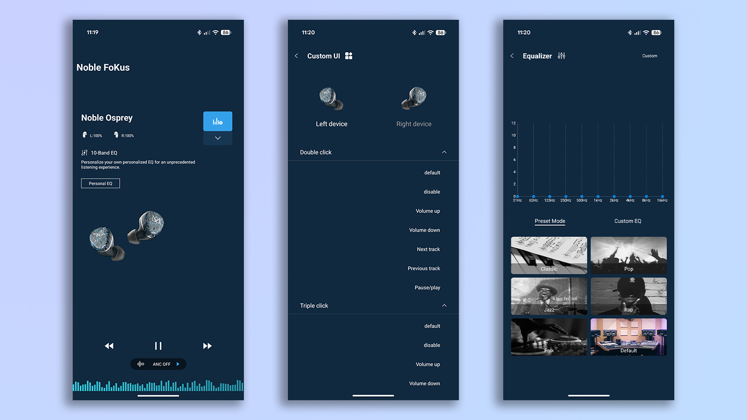 Noble FoKus app screenshots
